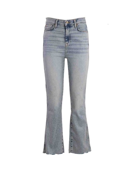 Shop SEVEN  Jeans: Seven Slim Kick high-waisted jeans.
Bootcuts.
Five pocket model.
Stretch fabric.
Frayed edge.
Composition: 79%, Modal 11%, Elastomultieste 9%, Elastane 1%.
Made in Türkiye.. SLIM KICK JSHS1200VY-LIGHT BLUE 